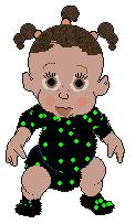 Black Onesie with Green spots.
